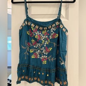 Anthropologie embroidered/beaded floral tank